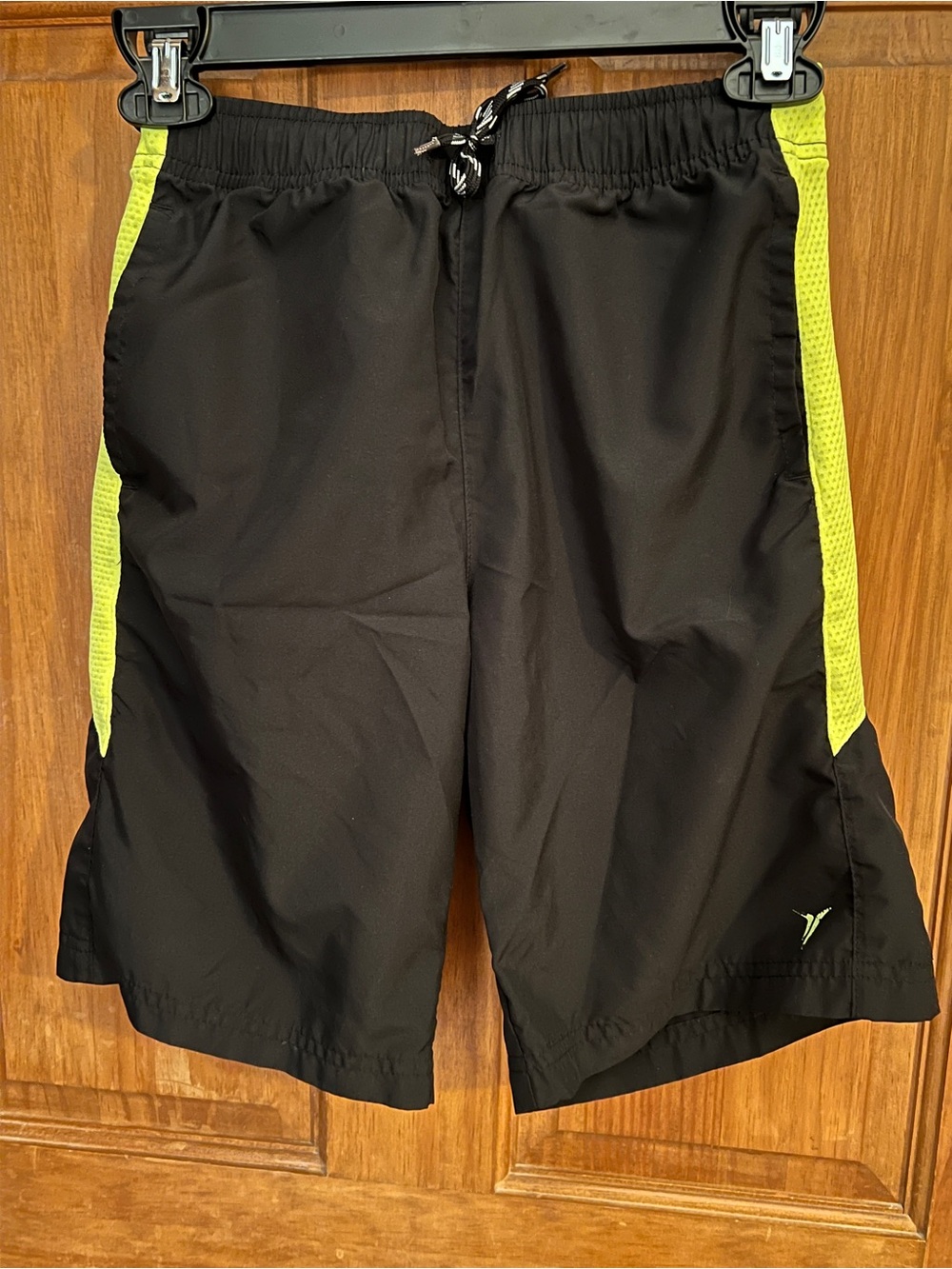 Boy’s Black Athletic Shorts with Neon Yellow Panels